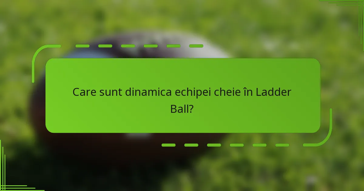 Care sunt dinamica echipei cheie în Ladder Ball?