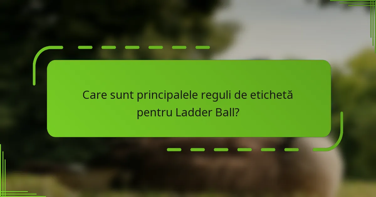 Care sunt principalele reguli de etichetă pentru Ladder Ball?