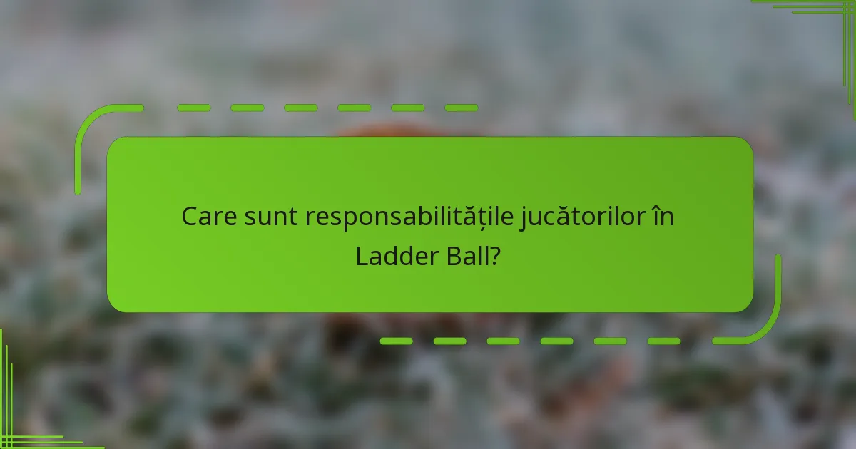 Care sunt responsabilitățile jucătorilor în Ladder Ball?