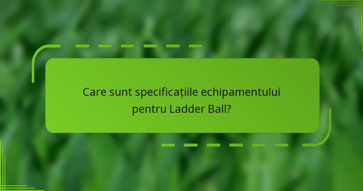 Care sunt specificațiile echipamentului pentru Ladder Ball?