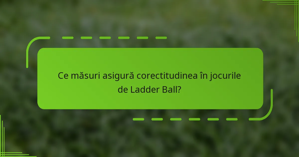 Ce măsuri asigură corectitudinea în jocurile de Ladder Ball?