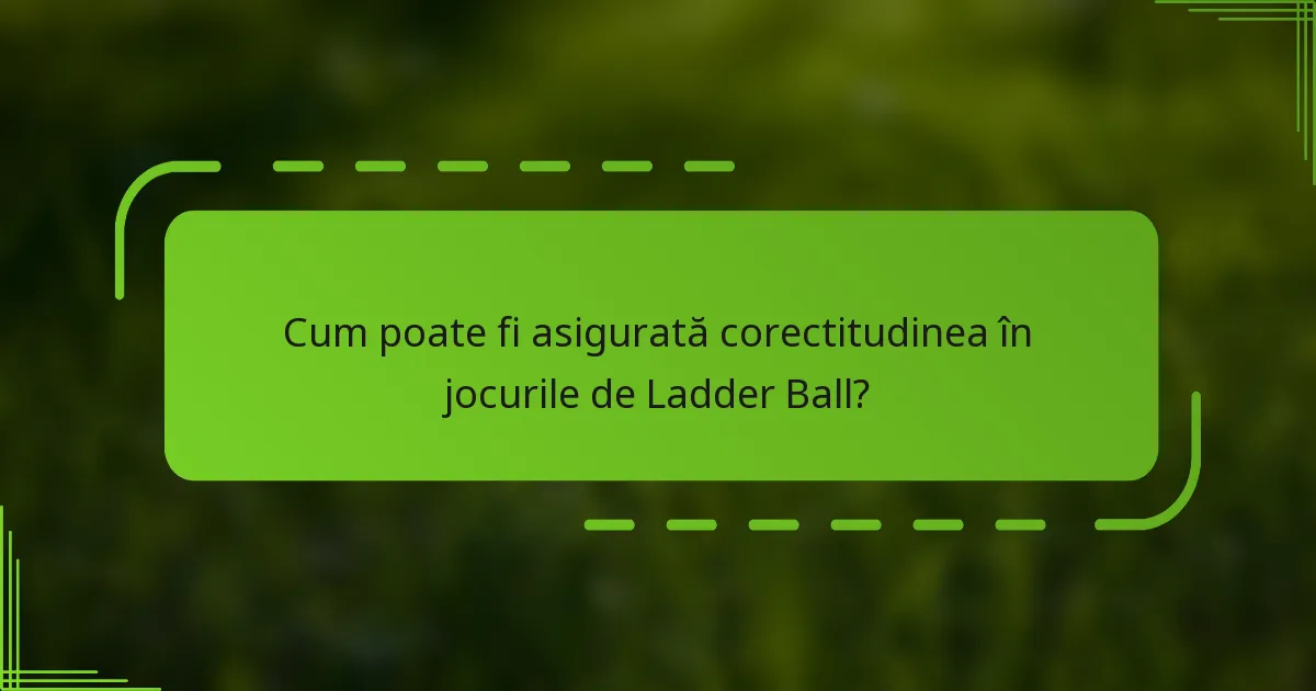 Cum poate fi asigurată corectitudinea în jocurile de Ladder Ball?